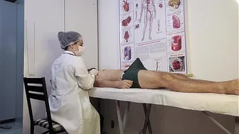 Patient Can't Hold It and Gets Hard in Front of Nurse During Exam